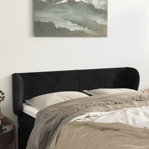 vidaXL Hoofdbord met randen 147x23x78/88 cm fluweel zwart