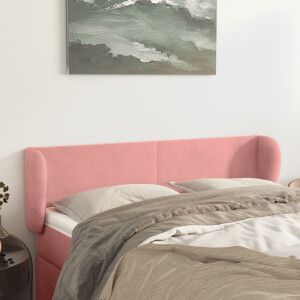 vidaXL Hoofdbord met randen 147x23x78/88 cm fluweel roze