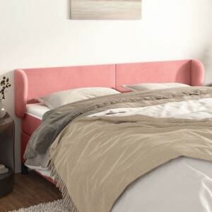 vidaXL Hoofdbord met randen 163x23x78/88 cm fluweel roze