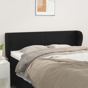 vidaXL Hoofdbord met randen 147x23x78/88 cm kunstleer zwart