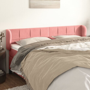 vidaXL Hoofdbord met randen 183x23x78/88 cm fluweel roze
