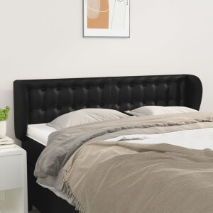 vidaXL Hoofdbord met randen 147x23x78/88 cm kunstleer zwart