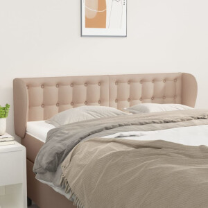 vidaXL Hoofdbord met randen 147x23x78/88 cm kunstleer cappuccinokleur