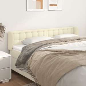 vidaXL Hoofdbord met randen 203x23x78/88 cm kunstleer crèmekleurig