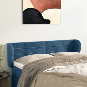 vidaXL Hoofdbord met randen 147x23x78/88 cm fluweel donkerblauw