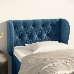 vidaXL Hoofdbord met randen 83x23x78/88 cm fluweel donkerblauw