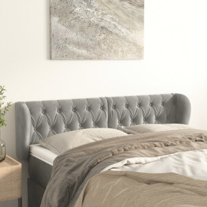 vidaXL Hoofdbord met randen 163x23x78/88 cm fluweel lichtgrijs