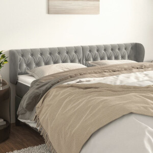 vidaXL Hoofdbord met randen 183x23x78/88 cm fluweel lichtgrijs