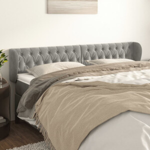 vidaXL Hoofdbord met randen 203x23x78/88 cm fluweel lichtgrijs