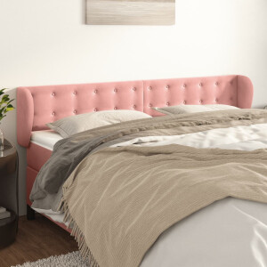 vidaXL Hoofdbord met randen 163x23x78/88 cm fluweel roze
