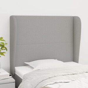 vidaXL Hoofdbord met randen 103x23x118/128 cm stof lichtgrijs