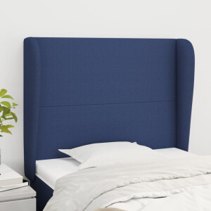 vidaXL Hoofdbord met randen 103x23x118/128 cm stof blauw