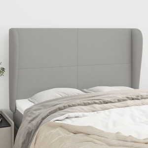 vidaXL Hoofdbord met randen 147x23x118/128 cm stof lichtgrijs