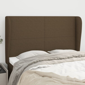 vidaXL Hoofdbord met randen 147x23x118/128 cm stof donkerbruin
