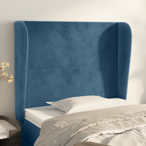 vidaXL Hoofdbord met randen 83x23x118/128 cm fluweel donkerblauw