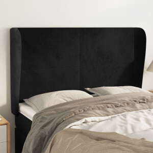 vidaXL Hoofdbord met randen 147x23x118/128 cm fluweel zwart