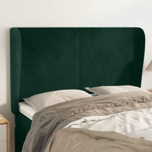 vidaXL Hoofdbord met randen 147x23x118/128 cm fluweel donkergroen