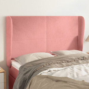 vidaXL Hoofdbord met randen 147x23x118/128 cm fluweel roze