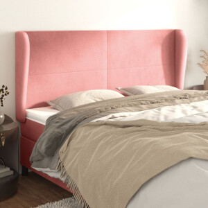 vidaXL Hoofdbord met randen 183x23x118/128 cm fluweel roze