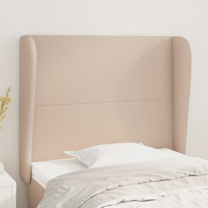 vidaXL Hoofdbord met randen 93x23x118/128 cm kunstleer cappuccinokleur