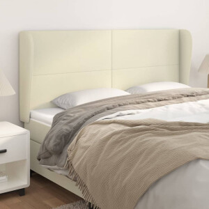 vidaXL Hoofdbord met randen 163x23x118/128 cm kunstleer crèmekleurig
