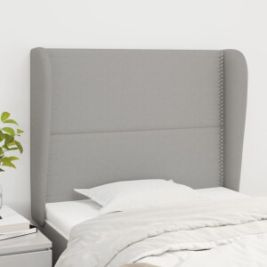 vidaXL Hoofdbord met randen 93x23x118/128 cm stof lichtgrijs