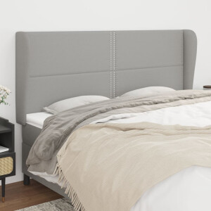 vidaXL Hoofdbord met randen 183x23x118/128 cm stof lichtgrijs