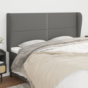 vidaXL Hoofdbord met randen 183x23x118/128 cm stof donkergrijs