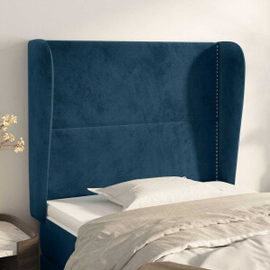 vidaXL Hoofdbord met randen 103x23x118/128 cm fluweel donkerblauw