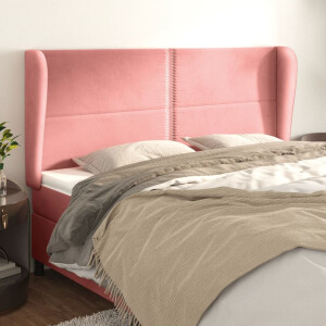 vidaXL Hoofdbord met randen 163x23x118/128 cm fluweel roze