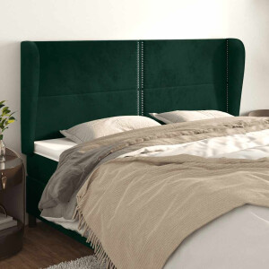 vidaXL Hoofdbord met randen 203x23x118/128 cm fluweel donkergroen