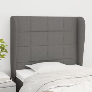 vidaXL Hoofdbord met randen 83x23x118/128 cm stof donkergrijs