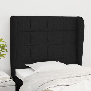 vidaXL Hoofdbord met randen 103x23x118/128 cm stof zwart