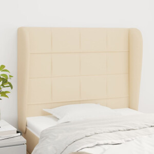 vidaXL Hoofdbord met randen 103x23x118/128 cm stof crèmekleurig