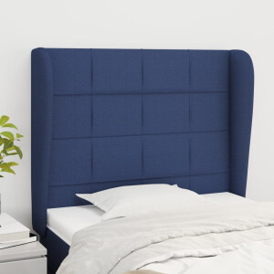 vidaXL Hoofdbord met randen 103x23x118/128 cm stof blauw