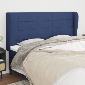 vidaXL Hoofdbord met randen 163x23x118/128 cm stof blauw