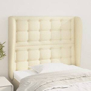 vidaXL Hoofdbord met randen 103x23x118/128 cm kunstleer crèmekleurig
