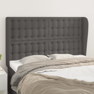 vidaXL Hoofdbord met randen 147x23x118/128 cm kunstleer grijs