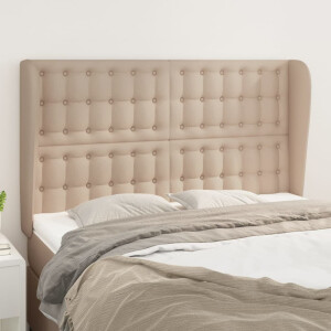 vidaXL Hoofdbord met randen 147x23x118/128cm kunstleer cappuccinokleur