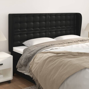 vidaXL Hoofdbord met randen 163x23x118/128 cm kunstleer zwart