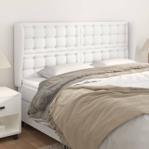 vidaXL Hoofdbord met randen 203x23x118/128 cm kunstleer wit