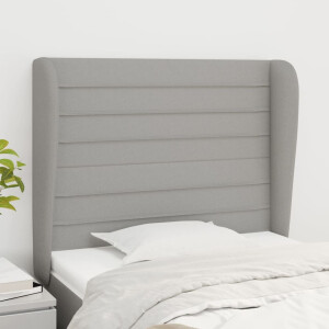 vidaXL Hoofdbord met randen 93x23x118/128 cm stof lichtgrijs