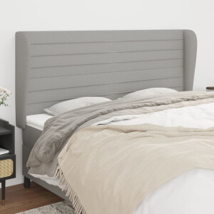 vidaXL Hoofdbord met randen 183x23x118/128 cm stof lichtgrijs