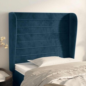 vidaXL Hoofdbord met randen 103x23x118/128 cm fluweel donkerblauw