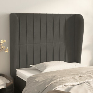 vidaXL Hoofdbord met randen 93x23x118/128 cm fluweel donkergrijs