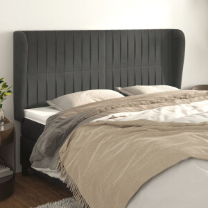 vidaXL Hoofdbord met randen 163x23x118/128 cm fluweel donkergrijs