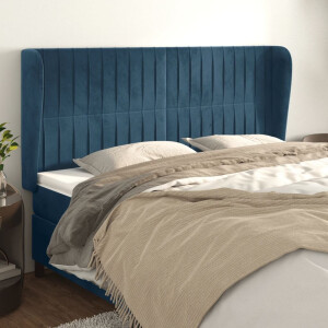 vidaXL Hoofdbord met randen 183x23x118/128 cm fluweel donkerblauw