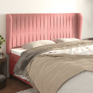 vidaXL Hoofdbord met randen 183x23x118/128 cm fluweel roze