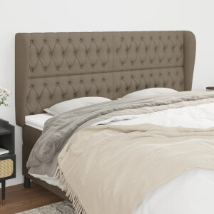 vidaXL Hoofdbord met randen 183x23x118/128 cm stof taupe