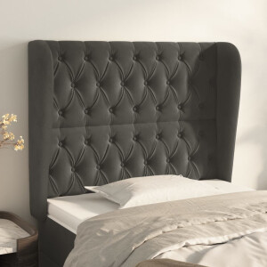 vidaXL Hoofdbord met randen 93x23x118/128 cm fluweel donkergrijs